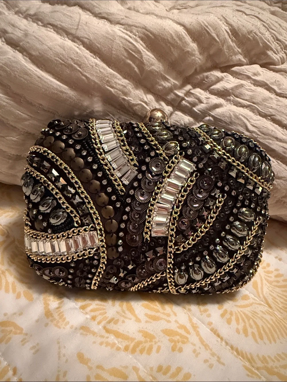 INC International Concepts Black Embellished Evening Clutch | NWOT
